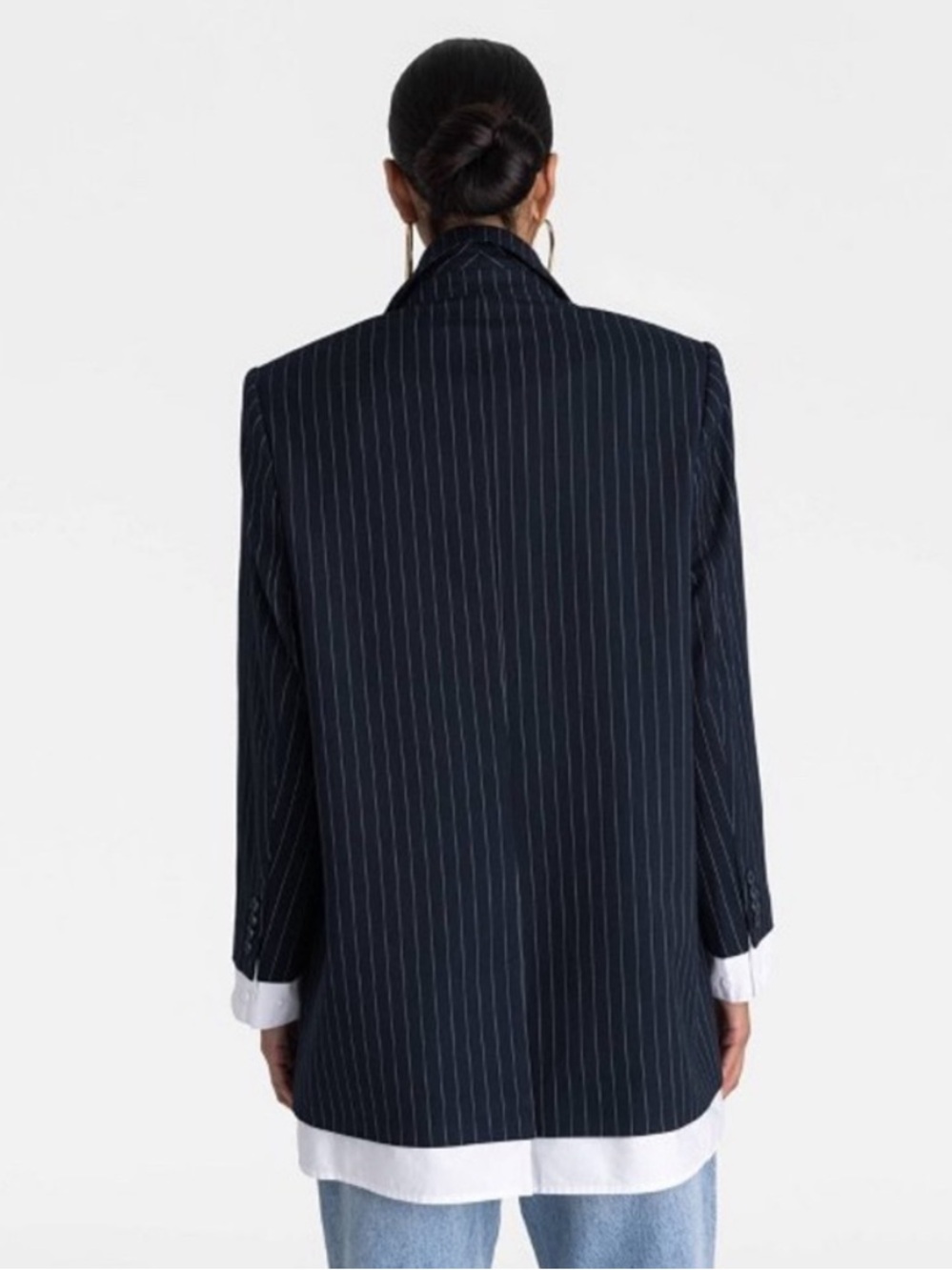 'The Shirt Blazer' - Navy & White Striped KBB by KAHLANA Women's - Picture 3 of 3